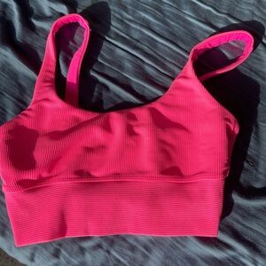 Beach Riot Hot Pink Ribbed Sports Bra